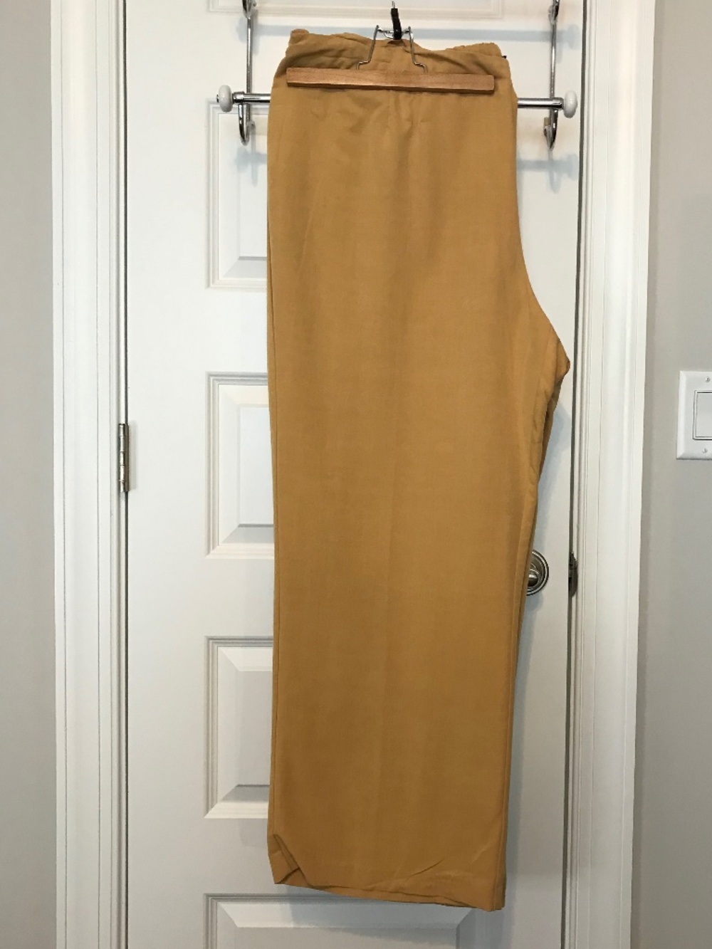 Vtg j.h. collectibles mustard yellow wide leg trousers with side zipper (22W)